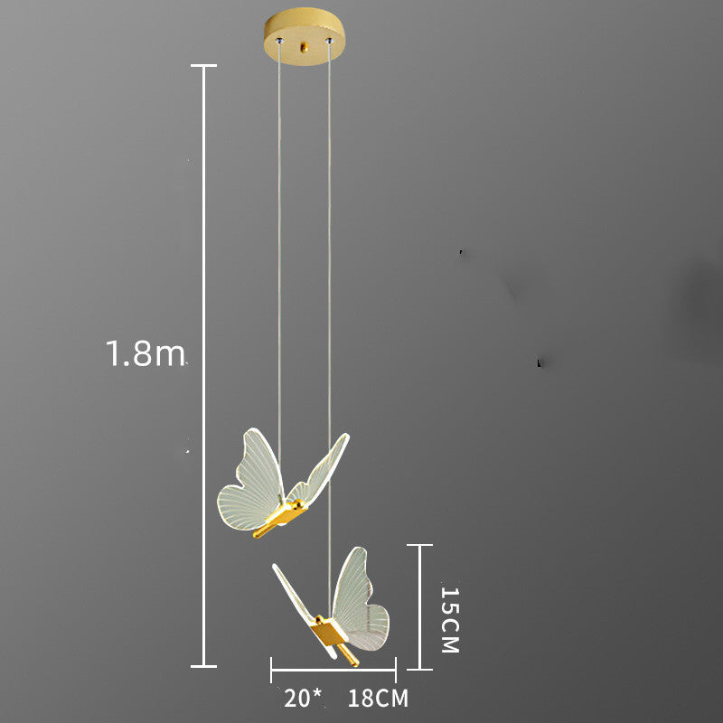 Butterfly-Accent Linear LED Chandelier – Modern Minimalist Bedside Pendant – Duvencioglu