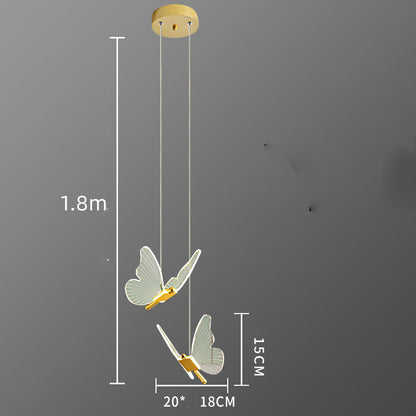 Butterfly-Accent Linear LED Chandelier – Modern Minimalist Bedside Pendant – Duvencioglu