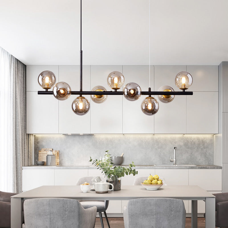 Minimalist Glass “Magic Bean” Chandelier – 120×24 cm Multi-Head Pendant – Duvencioglu