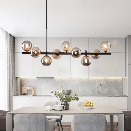 Minimalist Glass “Magic Bean” Chandelier – 120×24 cm Multi-Head Pendant – Duvencioglu
