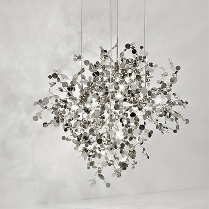 Leaf-Branch Stainless-Steel LED Chandelier – 500 mm Nordic Pendant – Duvencioglu