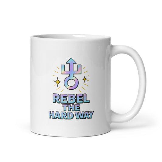 Uranus Rebel Gently Mug – Holographic Planet Symbol Retro Celestial Cup – Duvencioglu