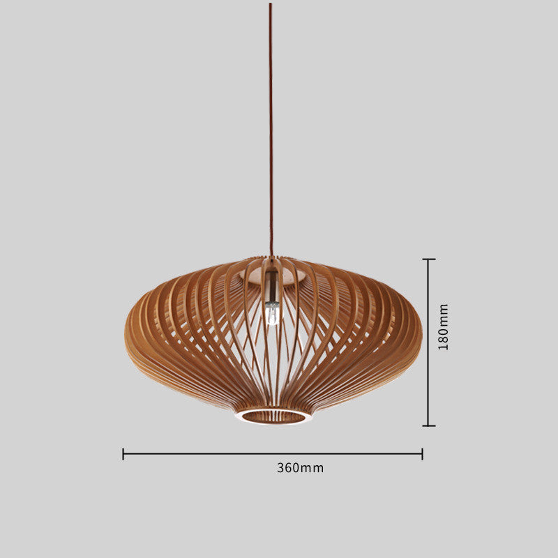 Nordic Bamboo Birdcage Wooden Chandelier – LED Art Pendant Light – Duvencioglu