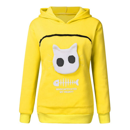 Women's Pet Holder Hoodie Sweatshirt - Cat & Small Dog Carrier Pocket Sweater – Duvencioglu