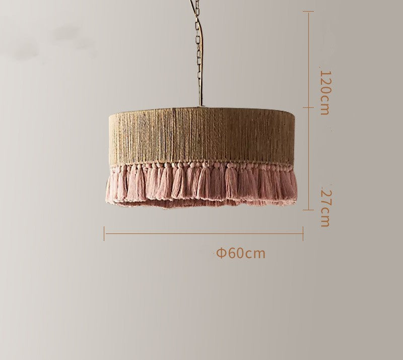 Bohemian Twine Tassel Chandelier – Vintage Rope Pendant (Ø30–60 cm) – Duvencioglu