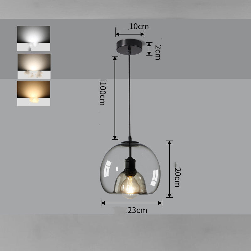Nordic Single-Head Glass Chandelier – Cognac & Smoke Grey Pendant (E27) – Duvencioglu