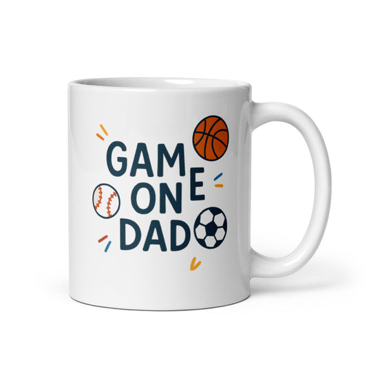 Sports Dad Mug – Game On Dad Design – Fun Father&#39;s Day Gift – Sporty Coffee Cup – Athletic and Energetic Dad Present – Duvencioglu