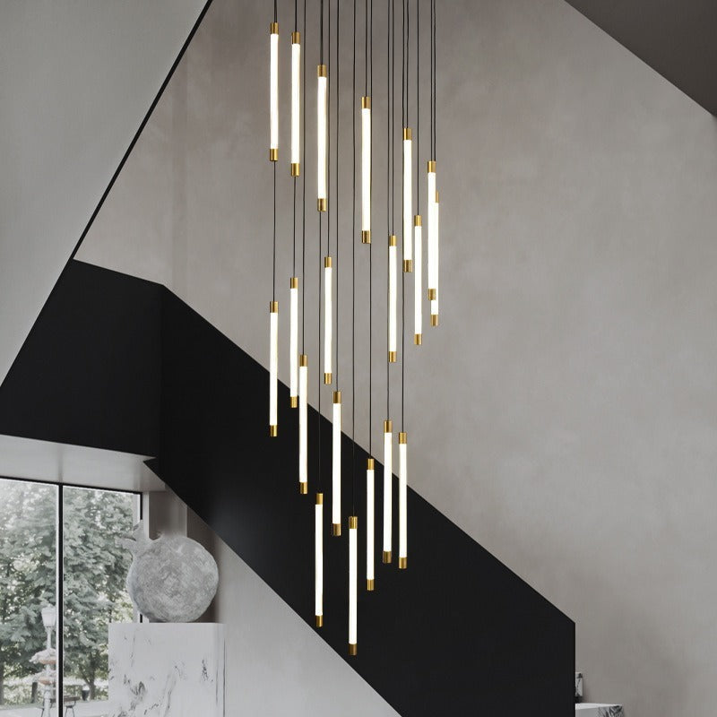 All-Copper LED Staircase Chandelier – Ø800 mm × H250 cm Pendant – Duvencioglu