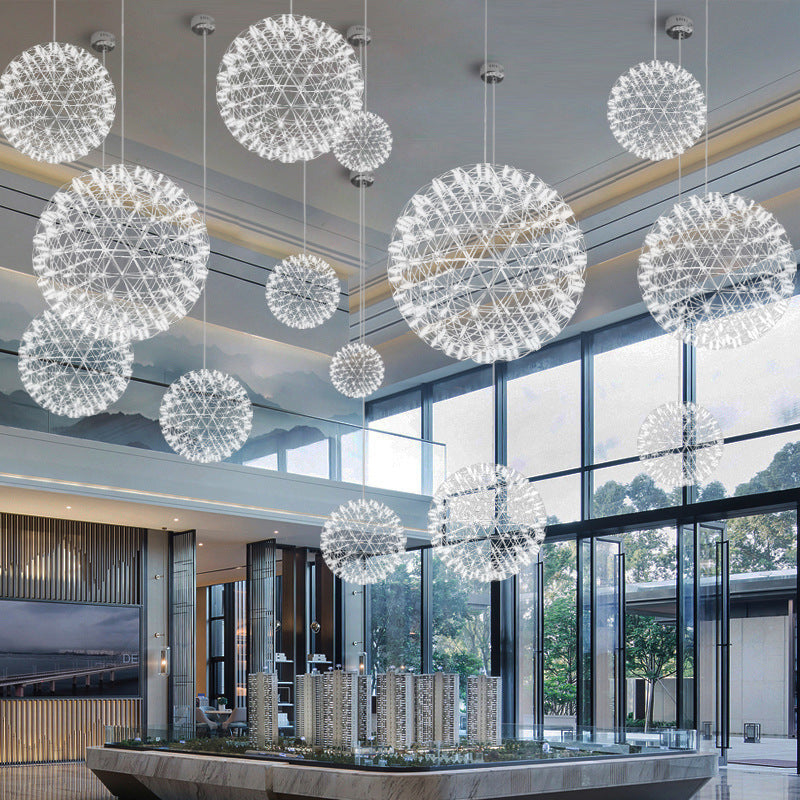 Spark Ball “Full Sky” Star Chandelier – Stainless-Steel LED Pendant – Duvencioglu