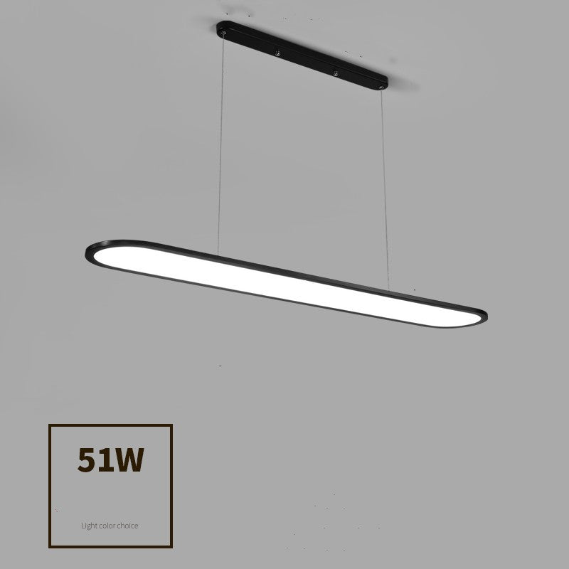 Linear Strip LED Chandelier – Modern Iron Pendant (White & Black) – Duvencioglu