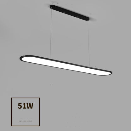 Linear Strip LED Chandelier – Modern Iron Pendant (White & Black) – Duvencioglu