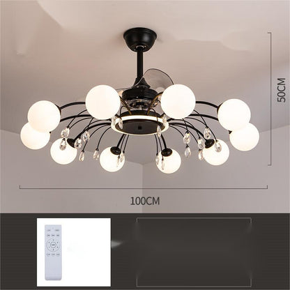 Creative Ceiling Fan Chandelier – 8/10-Head Tri-Color LED Pendant – Duvencioglu
