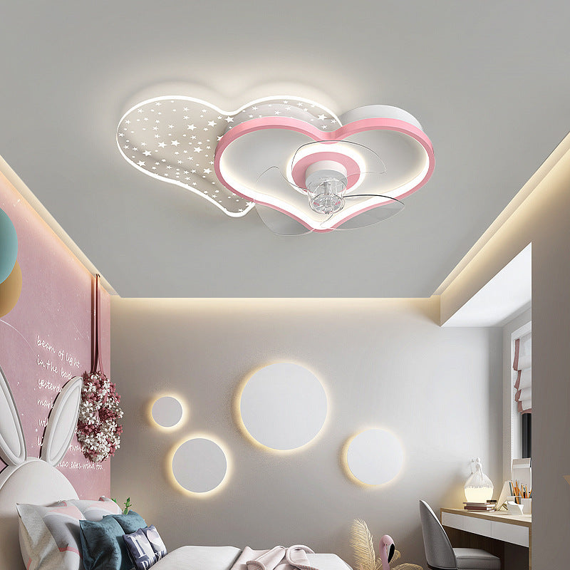 Love-Heart Fan & Chandelier – Children’s Room LED Ceiling Light – Duvencioglu