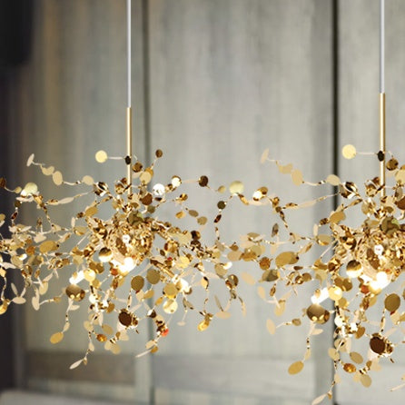 Leaf-Branch Stainless-Steel LED Chandelier – 500 mm Nordic Pendant – Duvencioglu