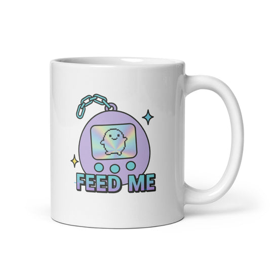 Tamagotchi Mug – Feed Me Retro Virtual Pet Y2K Holographic Cup – Duvencioglu