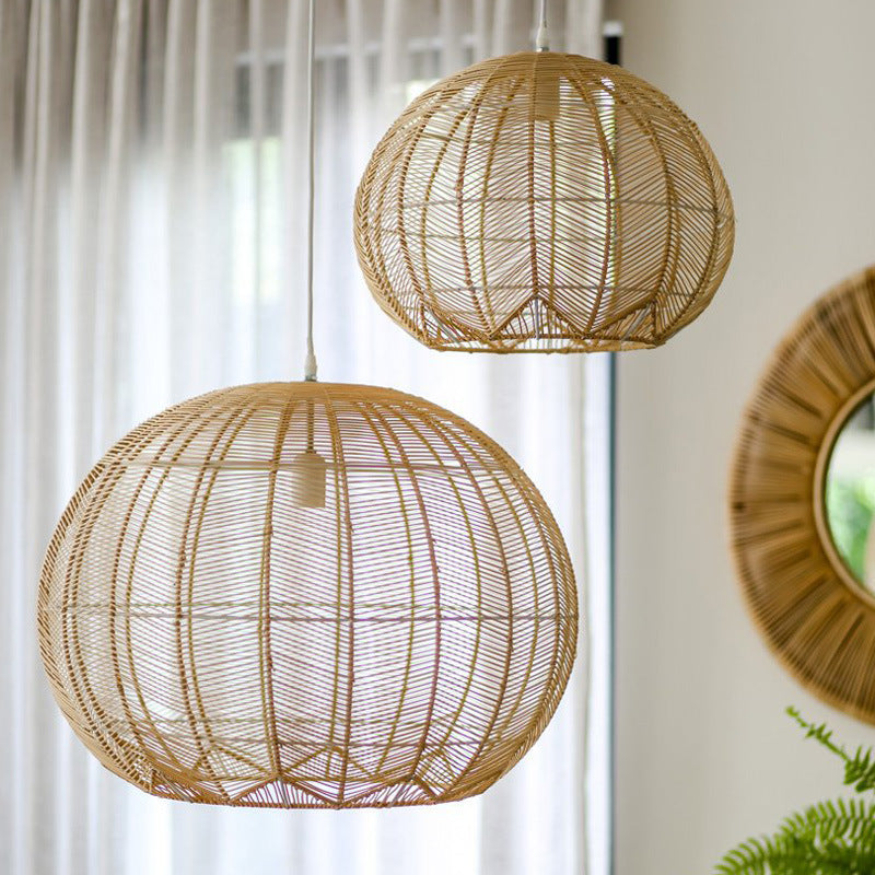 Japanese Zen Rattan Chandelier – 30 cm & 40 cm Designer Pendant – Duvencioglu
