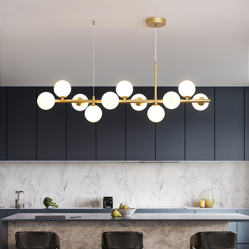 Minimalist Glass “Magic Bean” Chandelier – 120×24 cm Multi-Head Pendant – Duvencioglu