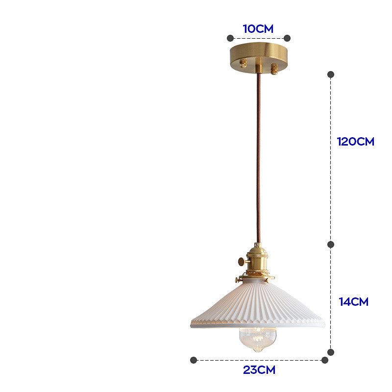 Nordic–Japanese Porcelain LED Chandelier – Brass & Ceramic Pendant – Duvencioglu