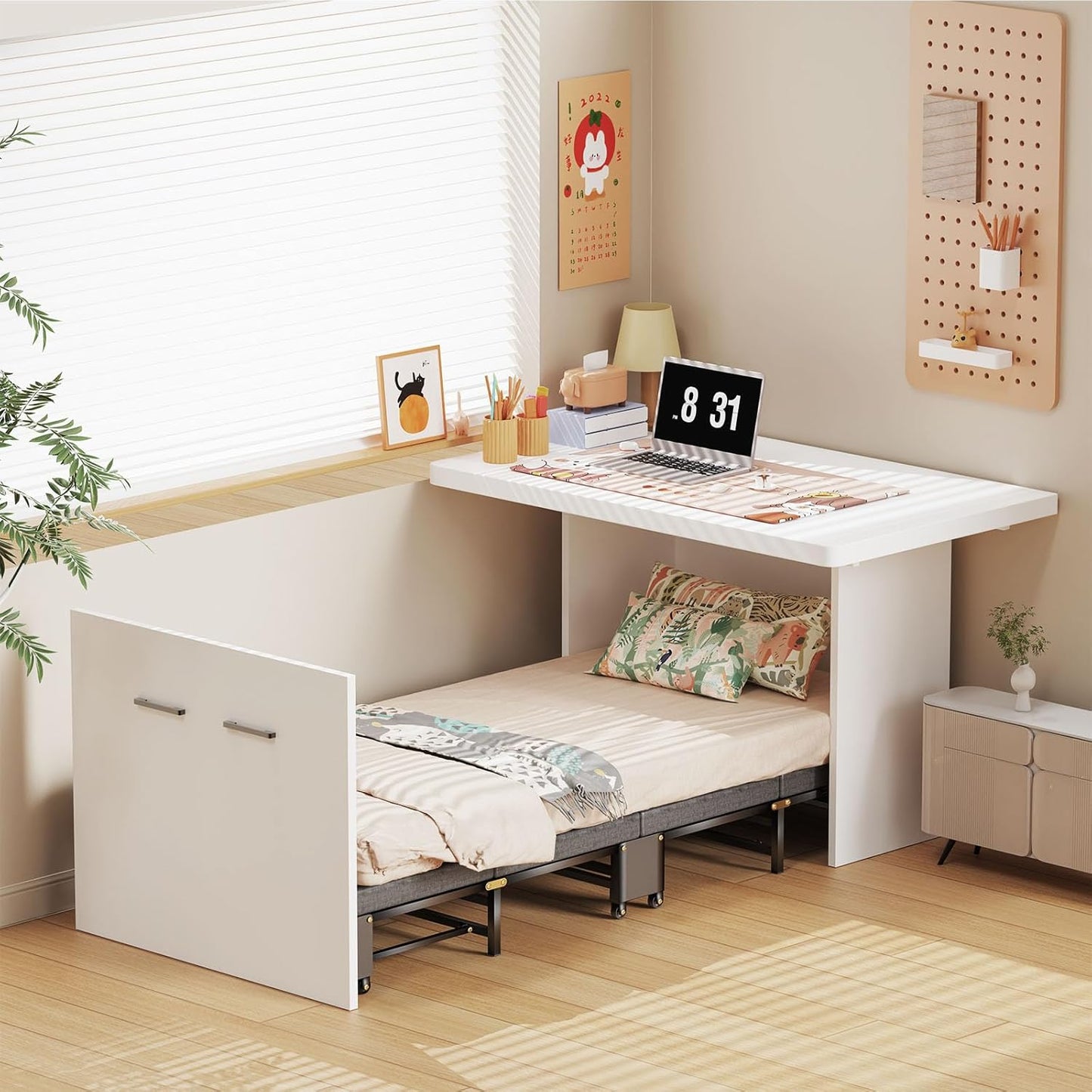 Compact Office Desk with Foldable Bed – Duvencioglu