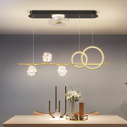 Smart Oscillating Fan Chandelier – Modern Iron & Acrylic LED Pendant – Duvencioglu