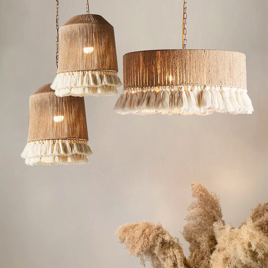Bohemian Twine Tassel Chandelier – Vintage Rope Pendant (Ø30–60 cm) – Duvencioglu