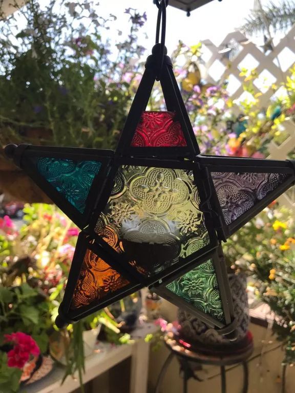 Handcrafted Moroccan-Style Star Lantern with Colorful Glass – Duvencioglu