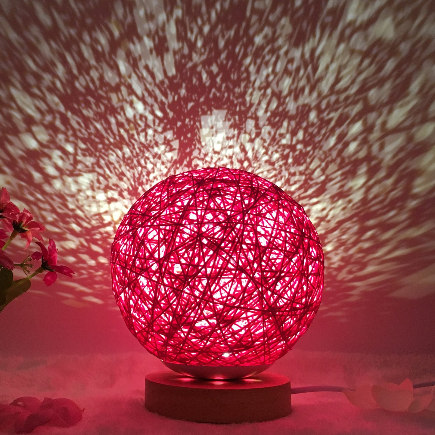 Creative Linen & Rattan Ball Table Lamp with Remote Control – Duvencioglu
