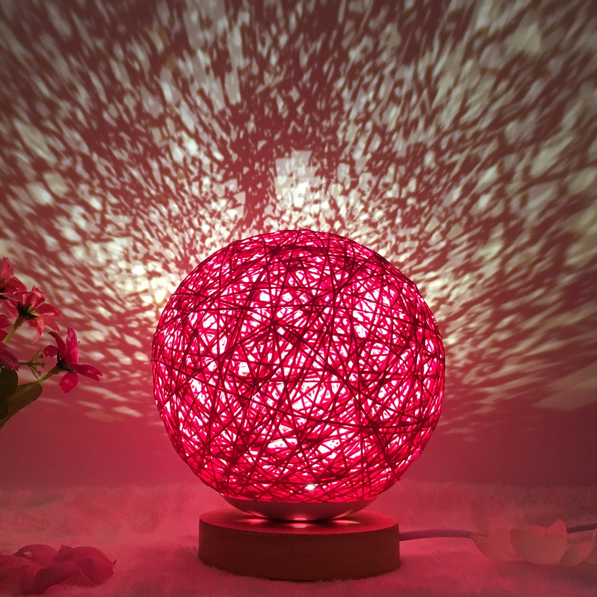 Creative Linen & Rattan Ball Table Lamp with Remote Control – Duvencioglu