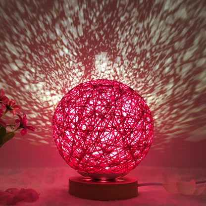Creative Linen & Rattan Ball Table Lamp with Remote Control – Duvencioglu