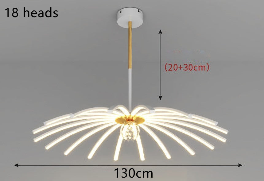 Iron-Art LED Chandelier – Remote & Voice-Control Pendant (10–15 Heads) – Duvencioglu