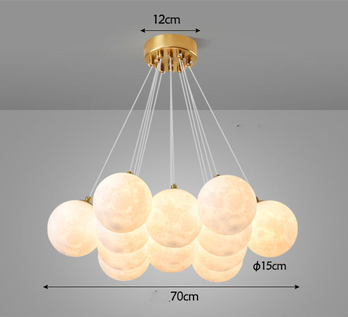 Nordic Moon Bubble LED Chandelier – 36–70 cm Tricolor Pendant (Model D6728) – Duvencioglu