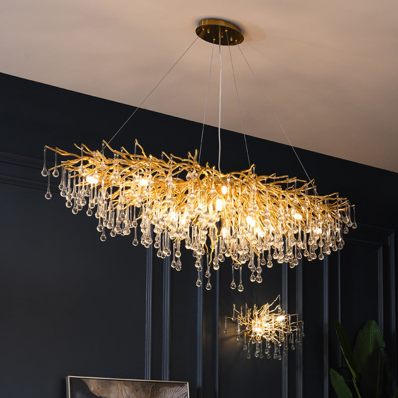 YST01 Postmodern Luxury Water-Drop Crystal LED Chandelier – 600 mm Pendant – Duvencioglu