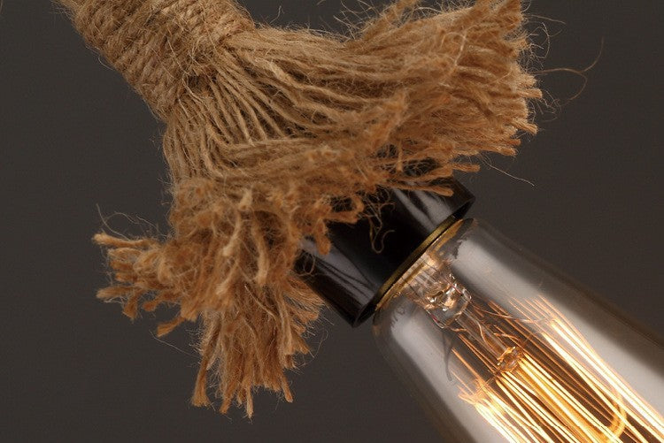 Industrial Hemp Rope Pendant Lamp - Rustic Coffee Shop & Bar Light – Duvencioglu