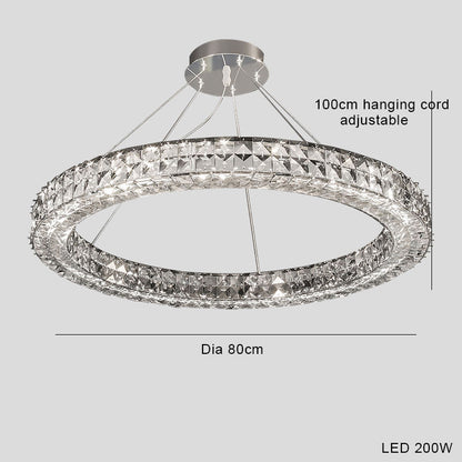 Light-Luxury Crystal LED Chandelier – 800 mm Push-Button Pendant (YSL-5994) – Duvencioglu