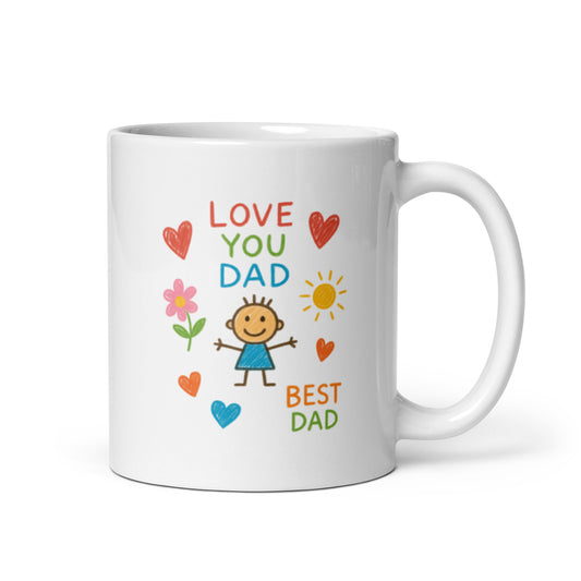 Kids Doodle Dad Mug – From The Kids With Love Design – Cute Father&#39;s Day Gift – Hand Drawn Coffee Cup – Sweet Dad Present – Duvencioglu