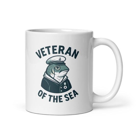 Veteran of the Sea Mug – Retro Sardine Captain Cup, Funny Maritime Honor Gift – Duvencioglu