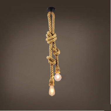 Retro Industrial Hemp-Rope Chandelier – Single & Double-Head Pendant – Duvencioglu