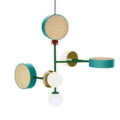Colorful Multi-Head Glass & Iron Chandelier – Creative Restaurant Pendant – Duvencioglu