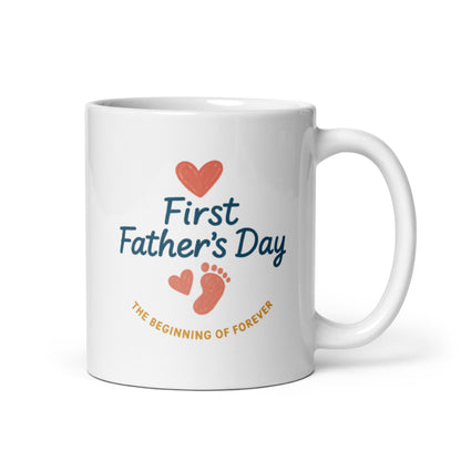 First Father&#39;s Day Mug – The Beginning of Forever Design – New Dad Gift – Cute and Sentimental Coffee Cup – Baby and Dad Present – Duvencioglu