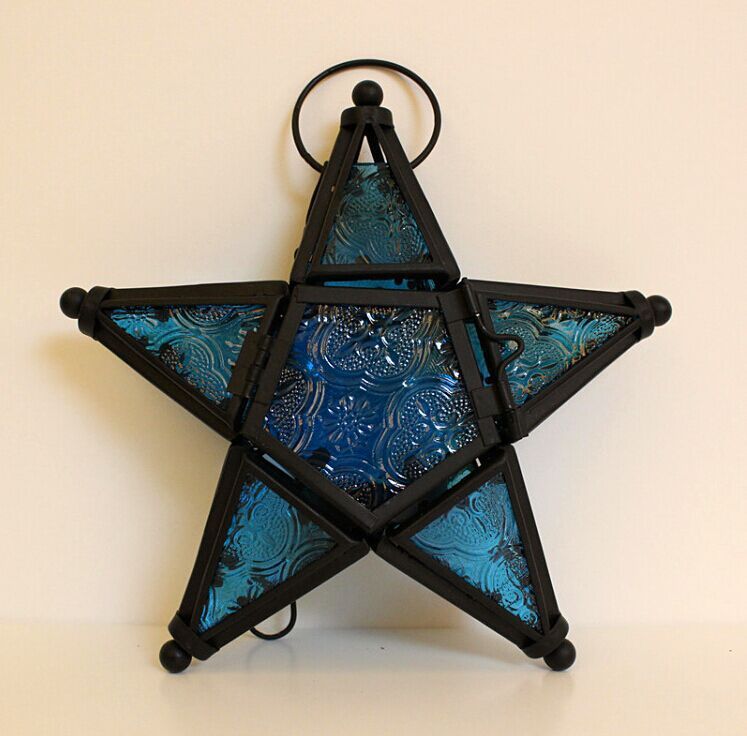 Handcrafted Moroccan-Style Star Lantern with Colorful Glass – Duvencioglu