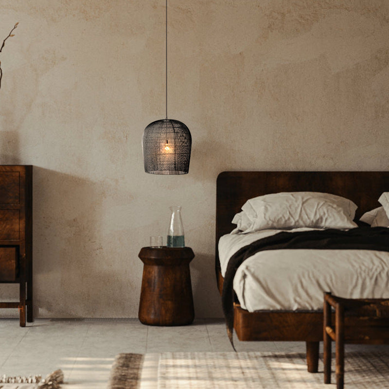 Zen Rattan LED Chandelier – 31 cm Handwoven Pendant for Tea Rooms & Studies – Duvencioglu