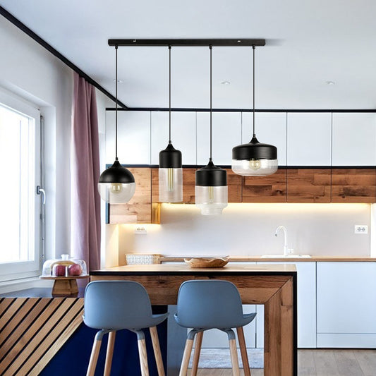 Modern Simplicity Glass Chandelier – Black Amber & Transparent – Duvencioglu