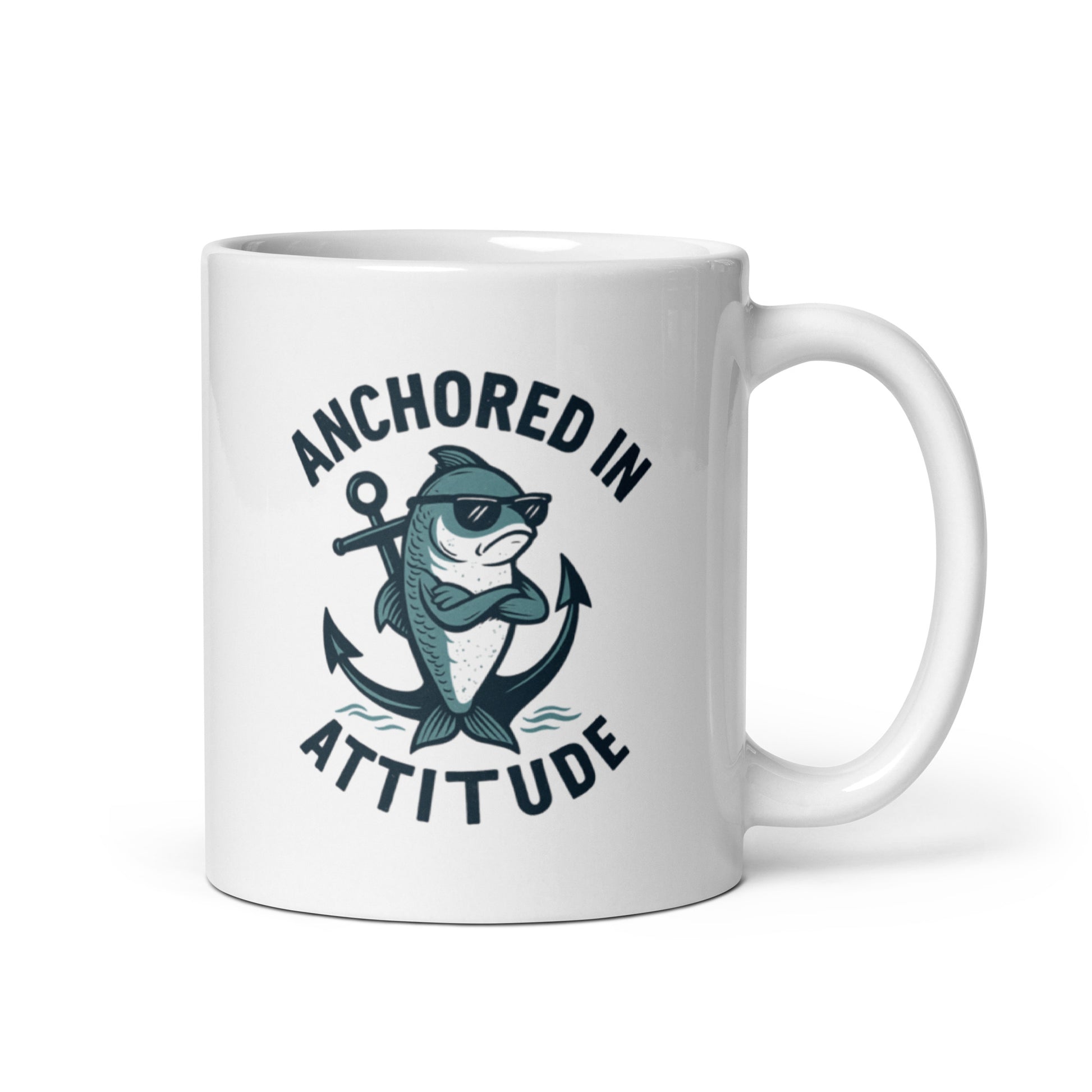 Anchored in Attitude Mug – Funny Sardine Nautical Cup, Bold Sea Life Gift – Duvencioglu