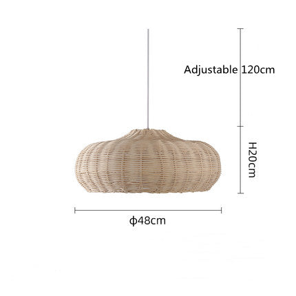 Nordic Handwoven Rattan Chandelier – Pastoral Pendant Light (Ø17×38 cm & Ø48×20 cm) – Duvencioglu