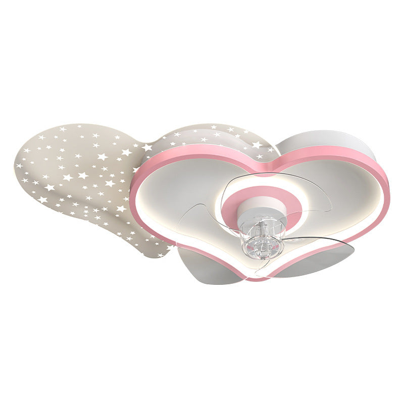 Love-Heart Fan & Chandelier – Children’s Room LED Ceiling Light – Duvencioglu