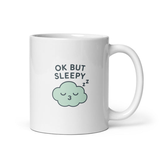 OK But Sleepy Mug – Cute Minimalist Kawaii Coffee Cup for Cozy Mornings – Duvencioglu