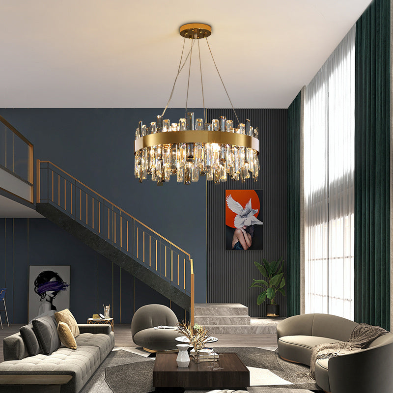 Stainless-Steel Crystal LED Chandelier – 8–20 Lights, 1 m Adjustable Pendant – Duvencioglu
