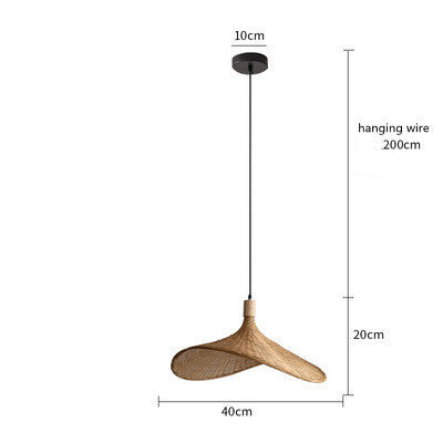 Japanese-Style Bamboo Rattan Chandelier – 30 cm LED Pendant – Duvencioglu