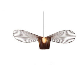 Straw Hat LED Chandelier – 60 cm Fabric Pendant Light – Duvencioglu