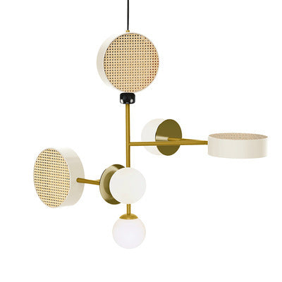 Colorful Multi-Head Glass & Iron Chandelier – Creative Restaurant Pendant – Duvencioglu